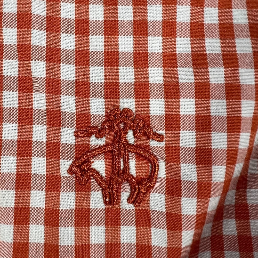 Brooks Brothers Shirt Boys XS Extra Small Orange Check Long Sleeve Button Down - Picture 7 of 13